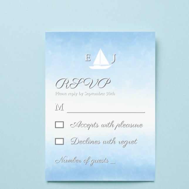 Water Meets Sky Watercolor Wedding RSVP Card (Creator Uploaded)