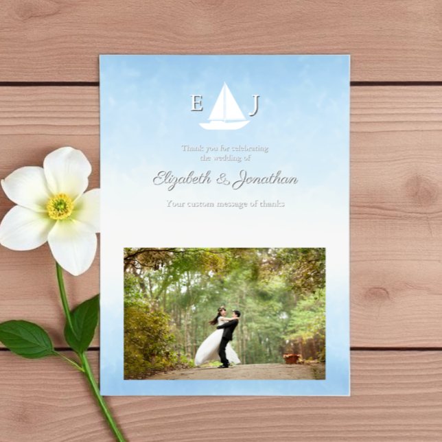 Water Meets Sky Watercolor Wedding Thank You Card (Creator Uploaded)