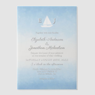 Water Meets Sky Watercolor Wedding Vellum Invitations
