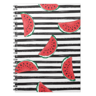Water Melon Seamless Pattern Striped Notebook