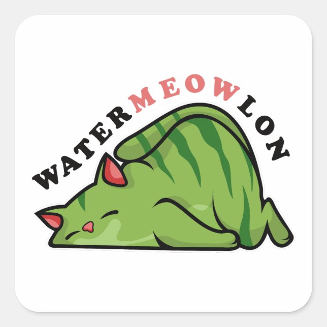 Water meow lon square sticker (Front)