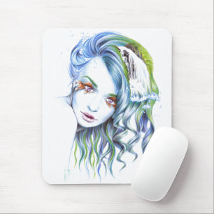 Water Mermaid woman girl Surreal Fantasy Portrait Mouse Pad