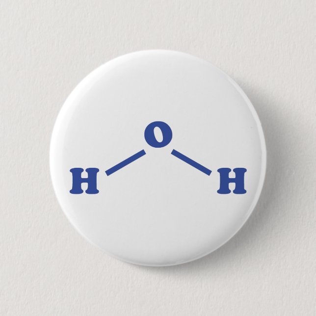 Water Molecular Chemical Formula 6 Cm Round Badge (Front)