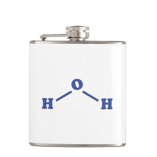 Water Molecular Chemical Formula Hip Flask (Front)