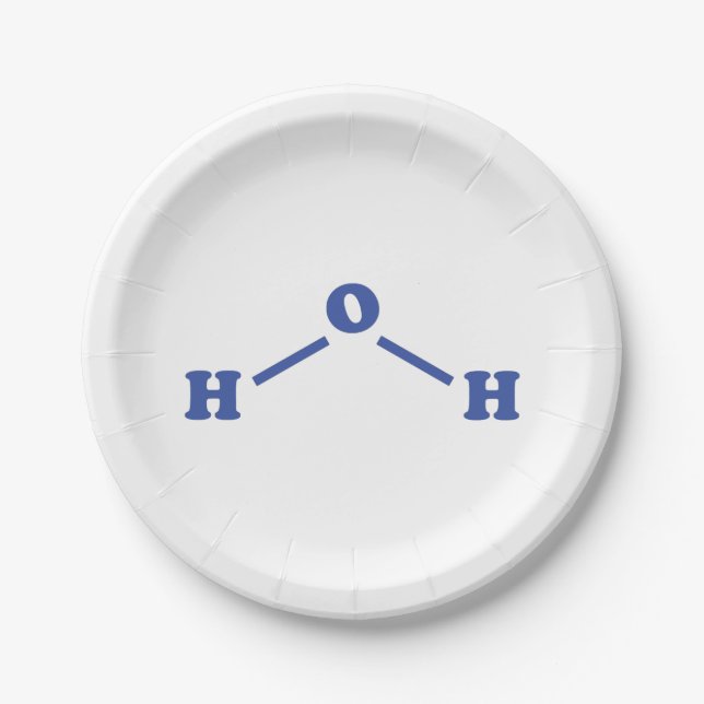 Water Molecular Chemical Formula Paper Plate (Front)