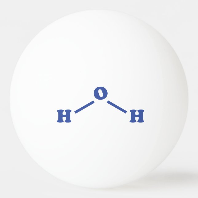 Water Molecular Chemical Formula Ping Pong Ball (Front)