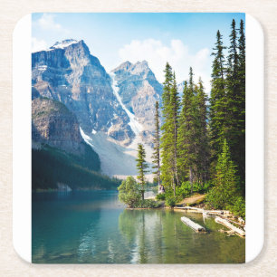 Water   Moraine Lake, Canada Square Paper Coaster