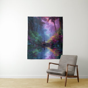 Water Nymph In a Whimsy Wooden Forest Tapestry