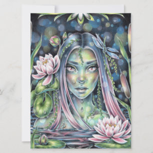 Water Nymph Lily Fairy Elf Fantasy Art Card