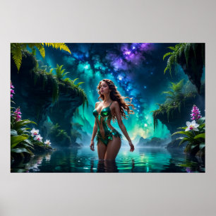 Water Nymph of the Galactic Lake Poster