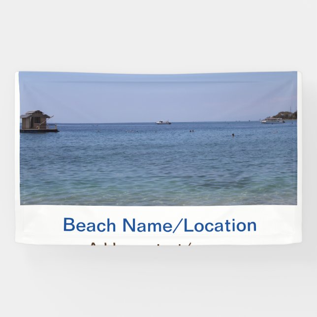 water ocean beach photo add name text place summer banner (Horizontal)