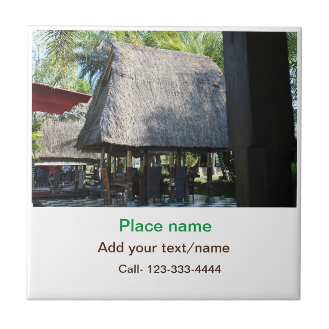 water ocean beach photo add name text place summer ceramic tile (Front)