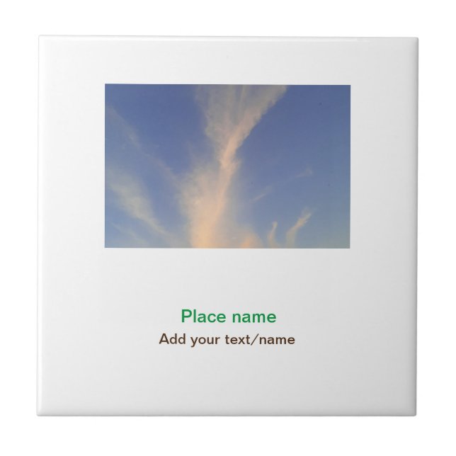 water ocean beach photo add name text place summer ceramic tile (Front)