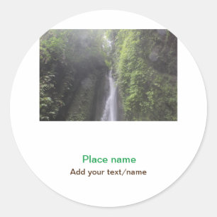 water ocean beach photo add name text place summer classic round sticker