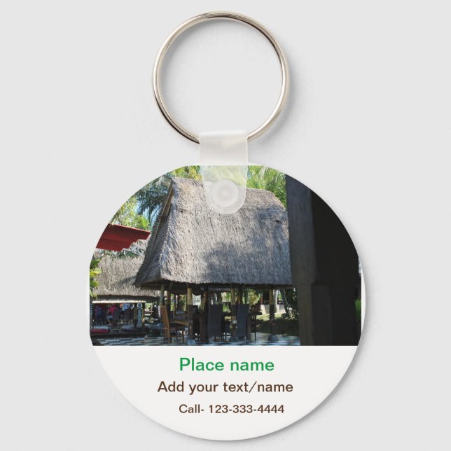 water ocean beach photo add name text place summer key ring (Front)