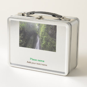 water ocean beach photo add name text place summer metal lunch box