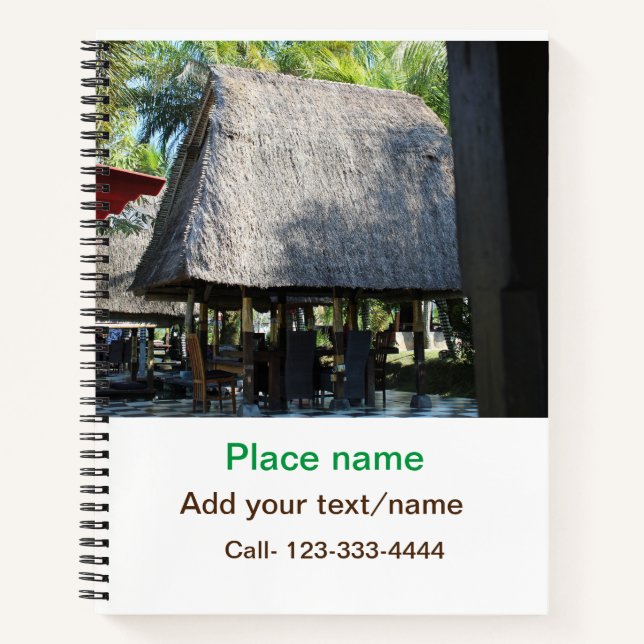 water ocean beach photo add name text place summer notebook (Front)