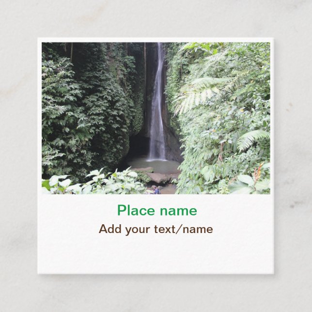 water ocean beach photo add name text place summer square business card (Front)
