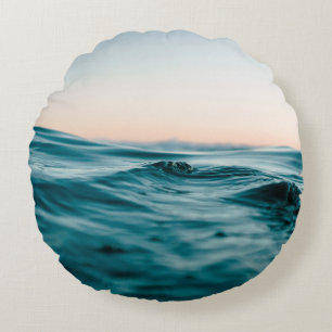 Water ocean wave beach sea nature round cushion