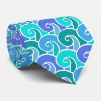 Water Ocean Waves in Blue Nautical Beach Pattern