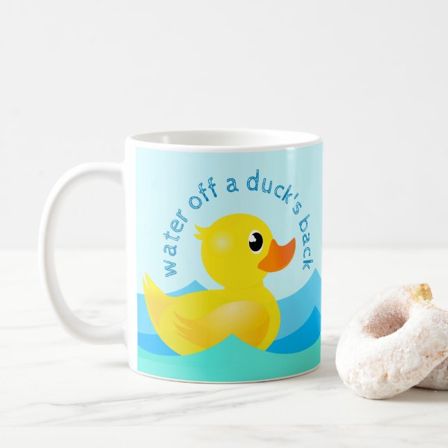 'Water Off A Duck's Back' Cute Rubber Ducks Coffee Coffee Mug (With Donut)