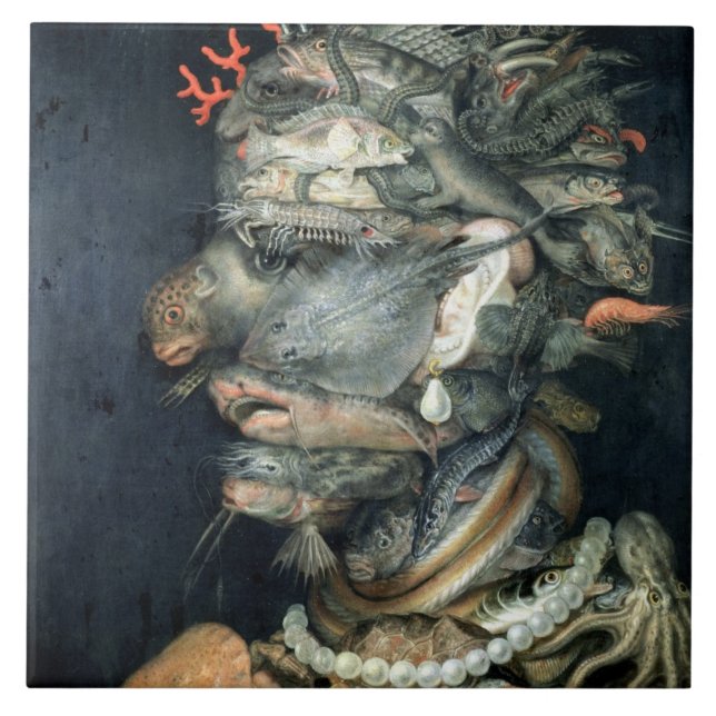 Water, (oil on canvas), Arcimboldo, Giuseppe Ceramic Tile (Front)