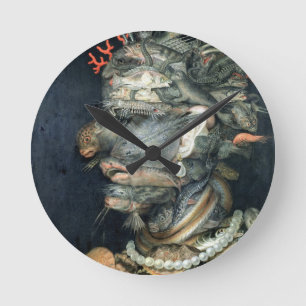 Water, (oil on canvas), Arcimboldo, Giuseppe Round Clock