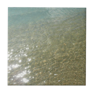 Water on the Beach I Abstract Nature Photography Ceramic Tile