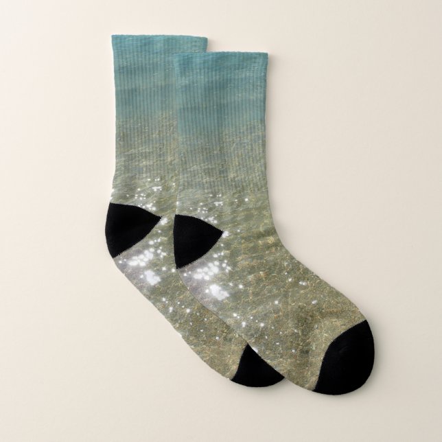 Water on the Beach I Abstract Nature Photography Socks (Pair)
