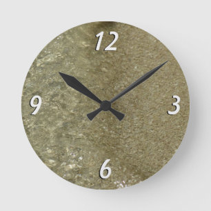 Water on the Beach II Abstract Nature Photography Round Clock