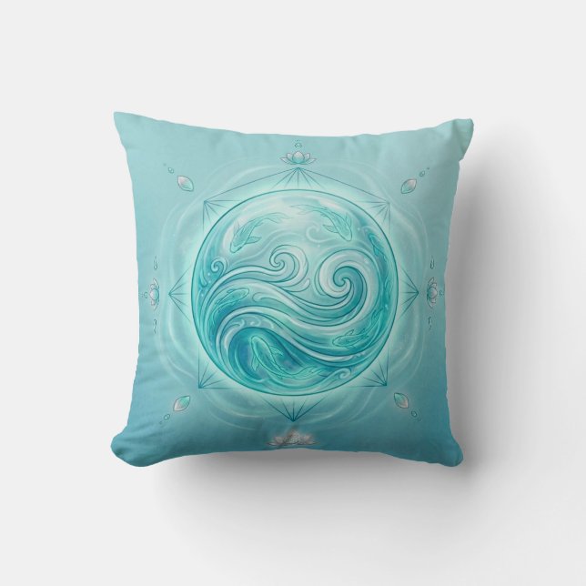 Water Oracle Orb – Flow of Intuition Cushion (Front)