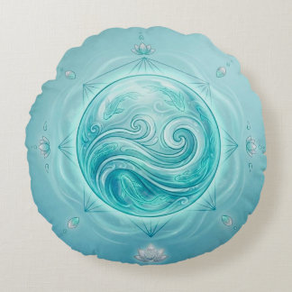 Water Oracle Orb – Flow of Intuition Round Cushion