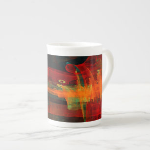 Water Orange Red Blue Modern Abstract Art Pattern Bone China Mug