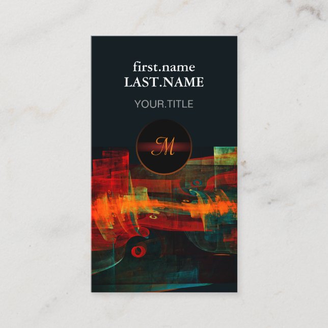 Water Orange Red Blue Modern Abstract Art Pattern Business Card (Front)