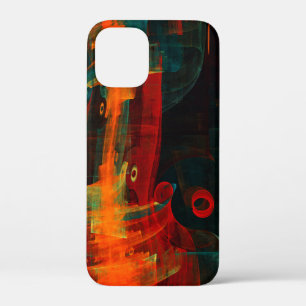 Water Orange Red Blue Modern Abstract Art Pattern iPhone 12 Mini Case