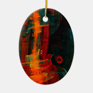 Water Orange Red Blue Modern Abstract Art Pattern Ceramic Ornament