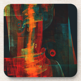 Water Orange Red Blue Modern Abstract Art Pattern Coaster