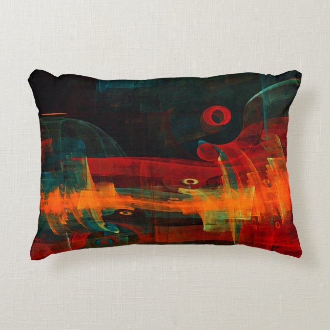 Water Orange Red Blue Modern Abstract Art Pattern Decorative Cushion (Front)