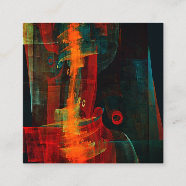 Water Orange Red Blue Modern Abstract Art Pattern Enclosure Card (Front)