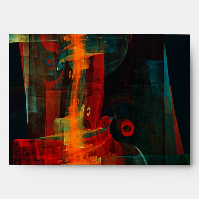 Water Orange Red Blue Modern Abstract Art Pattern Envelope (Front)