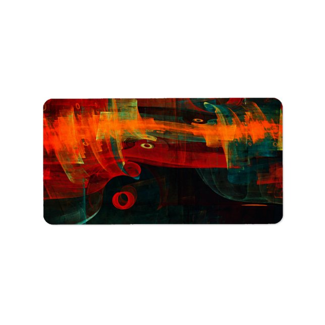 Water Orange Red Blue Modern Abstract Art Pattern Label (Front)