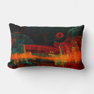 Water Orange Red Blue Modern Abstract Art Pattern Lumbar Cushion