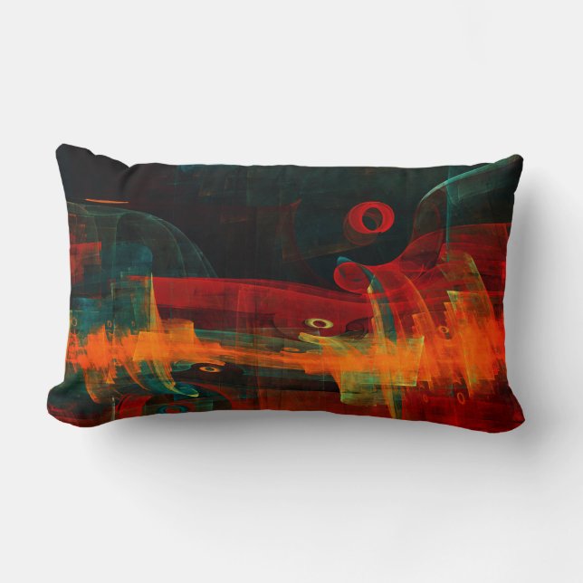 Water Orange Red Blue Modern Abstract Art Pattern Lumbar Cushion (Front)