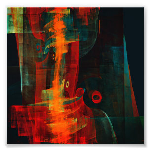 Water Orange Red Blue Modern Abstract Art Pattern Photo Print