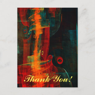 Water Orange Red Blue Modern Abstract Art Pattern Postcard