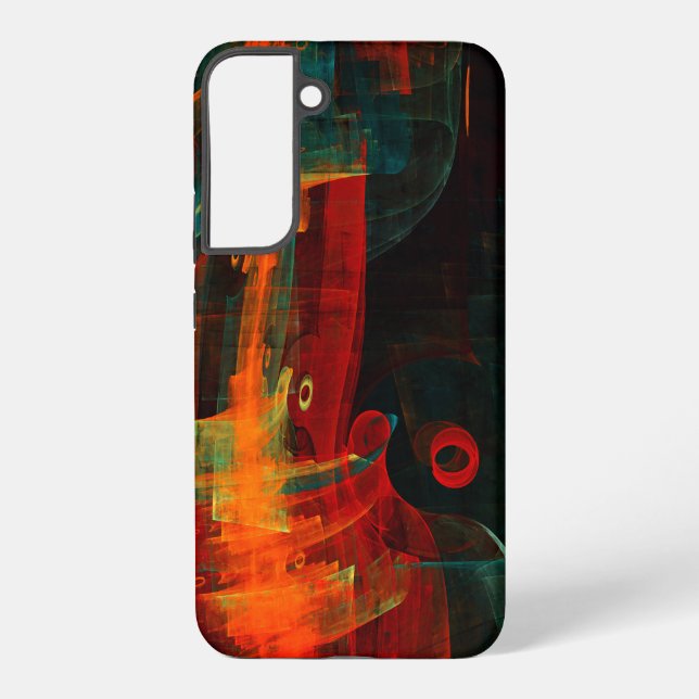 Water Orange Red Blue Modern Abstract Art Pattern Samsung Galaxy S22+ Case (Back)