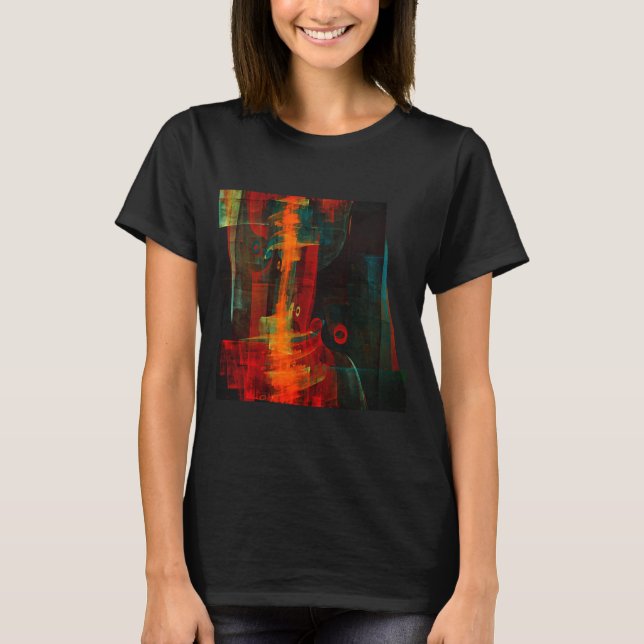 Water Orange Red Blue Modern Abstract Art Pattern T-Shirt (Front)