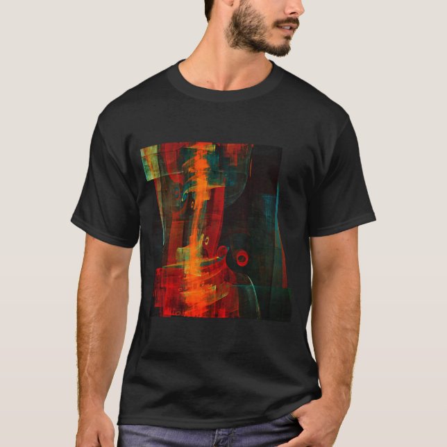 Water Orange Red Blue Modern Abstract Art Pattern T-Shirt (Front)
