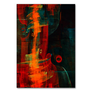 Water Orange Red Blue Modern Abstract Art Pattern Table Number