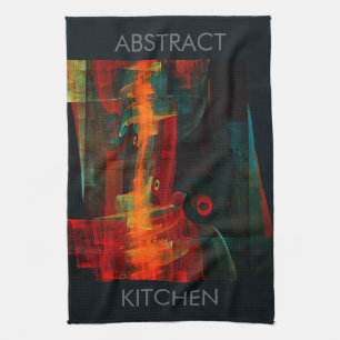Water Orange Red Blue Modern Abstract Art Pattern Tea Towel